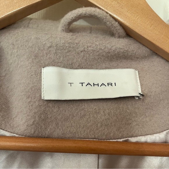 T Tahari Wool Blend Wrap Coat Shawl Collar Belted Women’s Size L - Picture 12 of 15